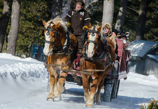 A winter wagon ride near Enfield Shaker Museum in Enfield, New Hampshire.