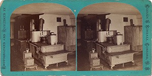 Stereoview of Canterbury, NH Shaker Village - Cook Stoves.