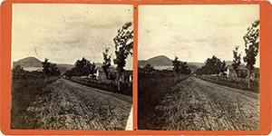 Stereoview of Enfield, NH Shaker Village - Looking north to the Church Family.