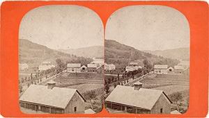 Stereoview of Enfield, NH Shaker Village - Looking northwest to the North Family.