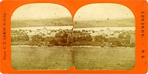 Stereoview of Enfield, NH Shaker Village - Looking east to the Church Family.