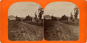 Stereoview of Enfield, NH Shaker Village - Looking north to the Church Family.