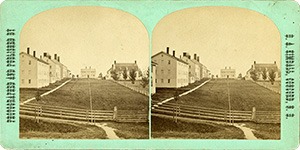 Stereoview of Canterbury, NH Shaker Village - Church Family from the Office.