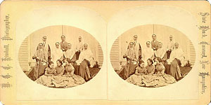 Stereoview of Canterbury, NH Shaker Village - Group of Sisters and Girls.