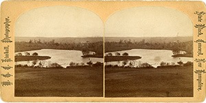 Stereoview of Canterbury, NH Shaker Village - Island and Pond.