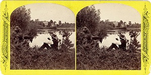 Stereoview of Canterbury, NH Shaker Village - Clothing Mill and Pond.