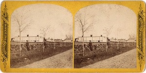 Stereoview of Canterbury, NH Shaker Village - Church Family From the North.
