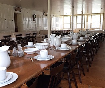 Restored Dining Room in the Great Stone Dwelling Dining Room at Enfield Shaker Museum