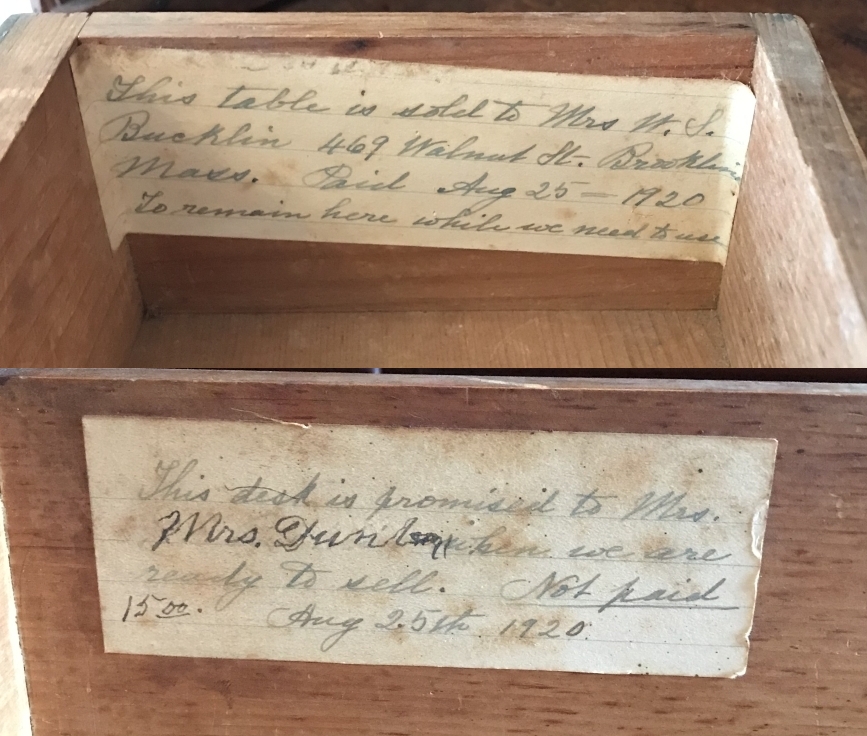 Photo depicting two labels from different desks.